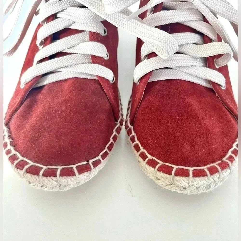 Maypol‎ Handmade in Spain Crimson Red Soft Suede Lace Up Espadrille Size 36